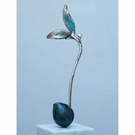 Avocado-Plant-40x11x10cm-(limited-to-10)-BRONZE-PATINA-polished-stainless-with-BLACK-GRANITE-[bronze,-table-top,stainless-steel]Zoe-Ellenberg-plant-interior-sculpture-australian-teal