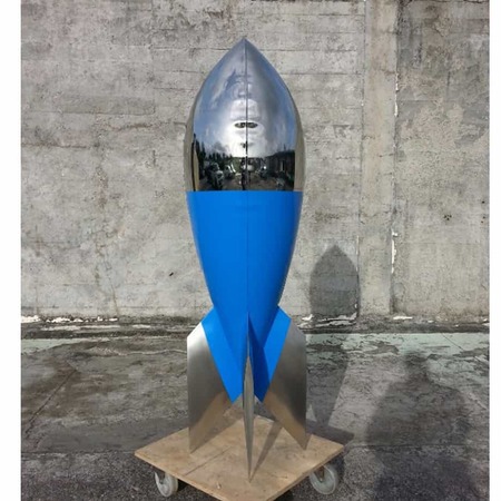 Blue-Danube-160cm-STAINLESS-STEEL-INDUSTRIAL-COATING-[stainless-steel,-free-standing,outdoor]david-mcCracken-rocket-sculpture-australian-artist-pop-art