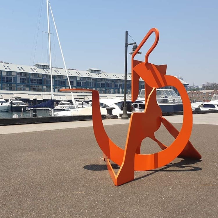 orange outdoor colourful steel sculpture