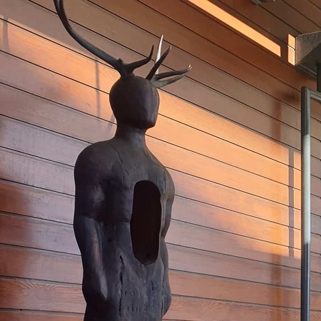 Dear-Hart-221cm-Bronze-antler-reclaimed-timber-body--[Freestanding,-figurative]Clancy-Warner-australian-sculpture-human-figure--timber-art