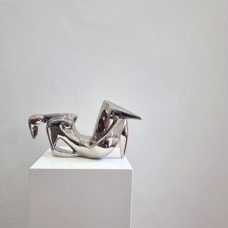 stainless steel indoor sculpture female figurative