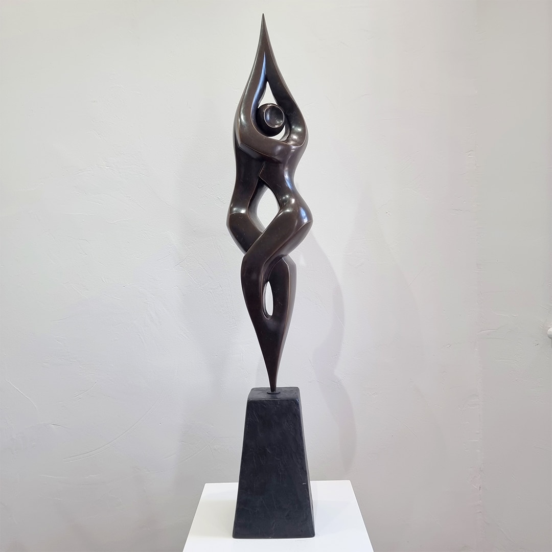 bronze figurative indoor sculpture in black