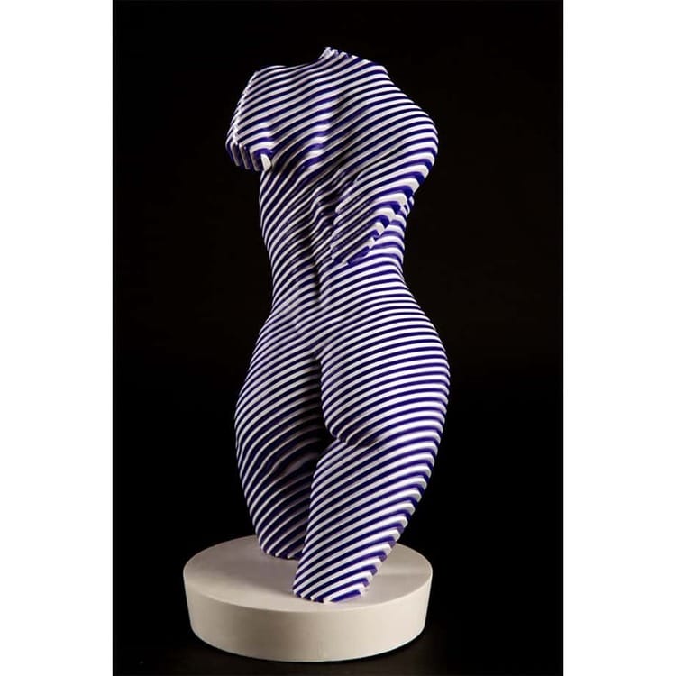 Roxie-Fluro-Blue&White-45x20cm--ACRYLIC--LASER-CUT-[table-top,figurative]Olivier-Duhamel-female-body-sculpture-nude-wood-form-australian