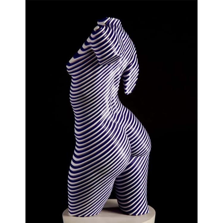 Roxie-Fluro-Blue&White-45x20cm--ACRYLIC--LASER-CUT-[table-top,figurative]Olivier-Duhamel-female-body-sculpture-nude-wood-form-australian