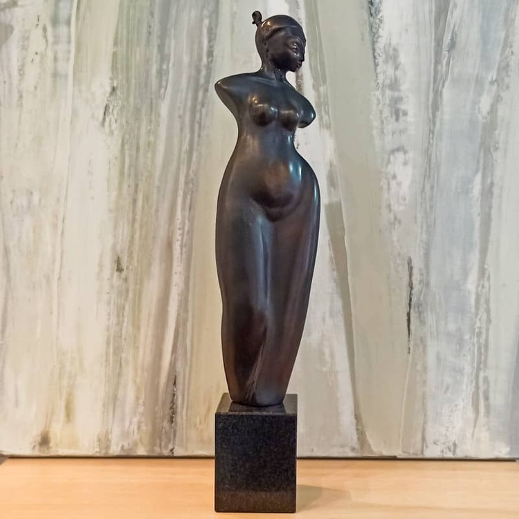 BRONZE-MARBLE-BASE-[Bronze,Table-top,Figurative]-Libucha-Zygmunt-australian-sculpture-female-form