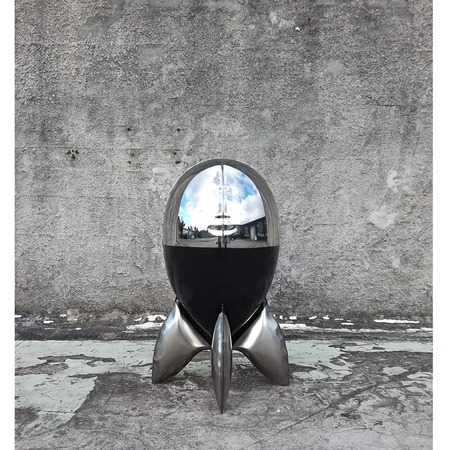 Tully-90cm-STAINLESS-STEEL-INDUSTRIAL-COATING-[stainless-steel,-free-standing,outdoor]david-mcCracken-rocket-sculpture-australian-artist-pop-art