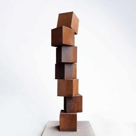 cube stack sculpture metal garden art