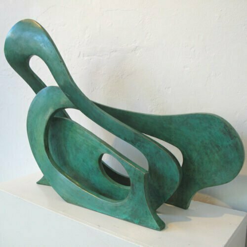legend of the wave Wave--62x44cm-BRONZE-with--TEAL-PATINAL[Table-top,-bronze]blazeski--australian-abstract-sculpture