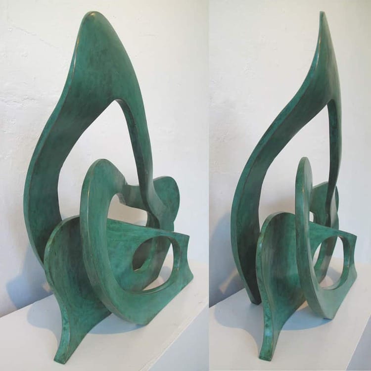 legend of the wave Wave--62x44cm-BRONZE-with--TEAL-PATINAL[Table-top,-bronze]blazeski--australian-abstract-sculpture