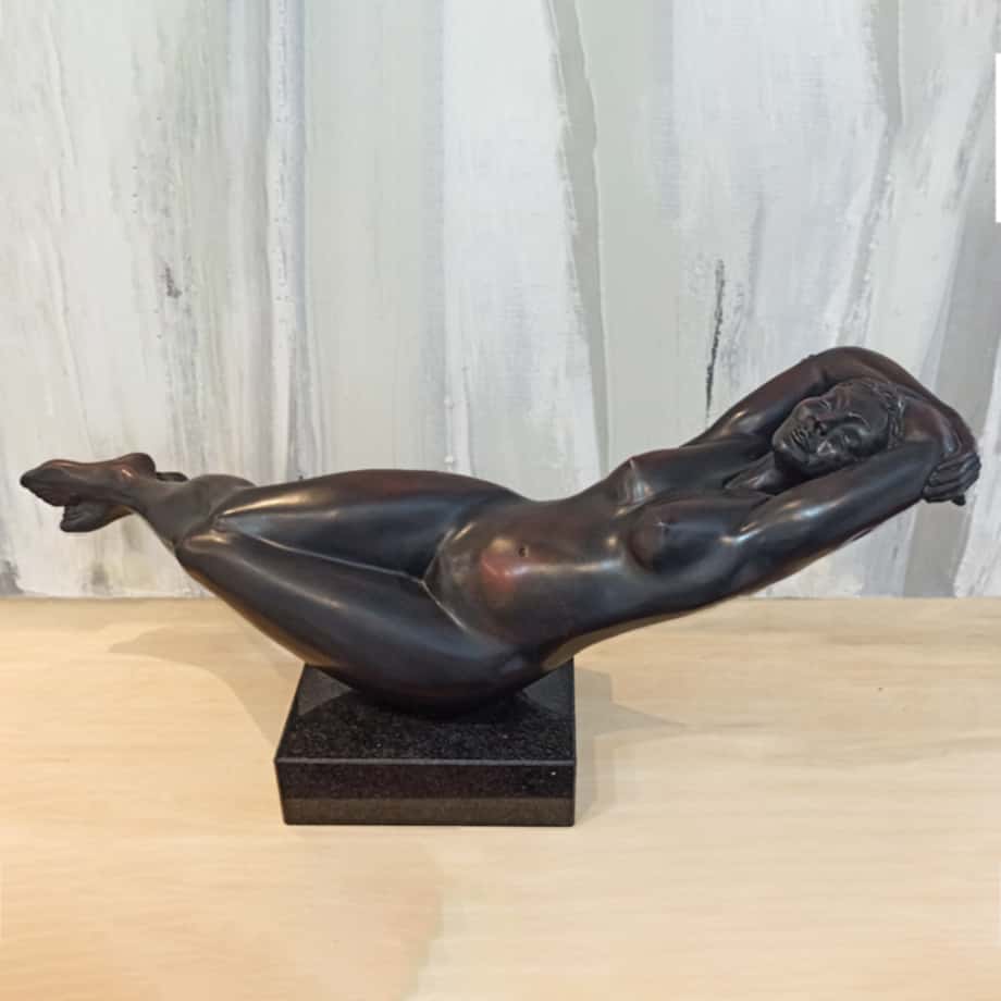 Hammock BRONZE-MARBLE-BASE-[Bronze,Table-top,Figurative]-Libucha-Zygmunt-australian-sculpture-female-form