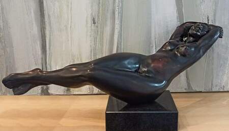 Hammock BRONZE-MARBLE-BASE-[Bronze,Table-top,Figurative]-Libucha-Zygmunt-australian-sculpture-female-form