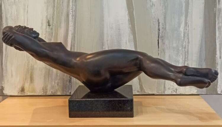 Hammock BRONZE-MARBLE-BASE-[Bronze,Table-top,Figurative]-Libucha-Zygmunt-australian-sculpture-female-form