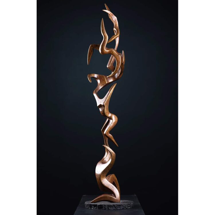 bronze tall totem sculpture indoor Australian Michael Vaynman