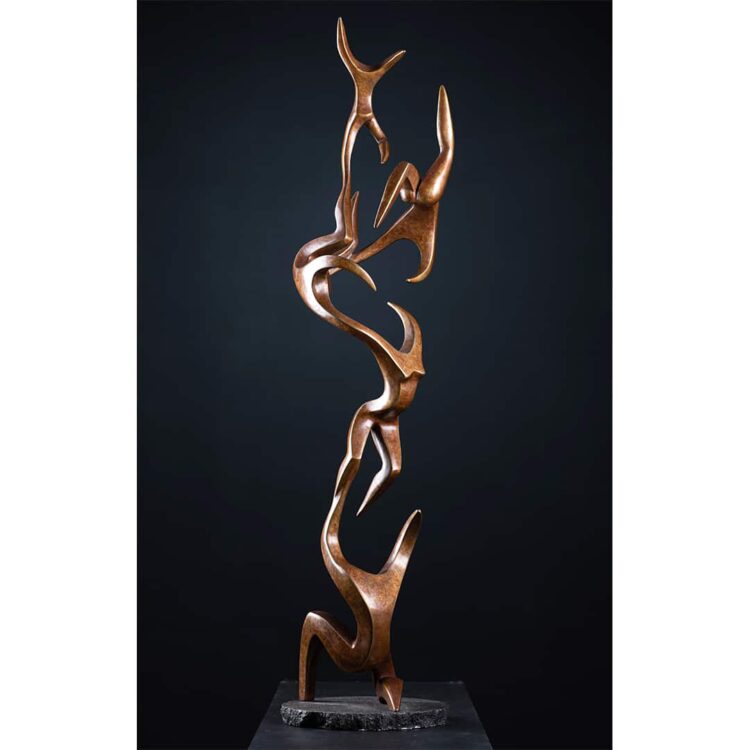 bronze tall totem sculpture indoor Australian Michael Vaynman