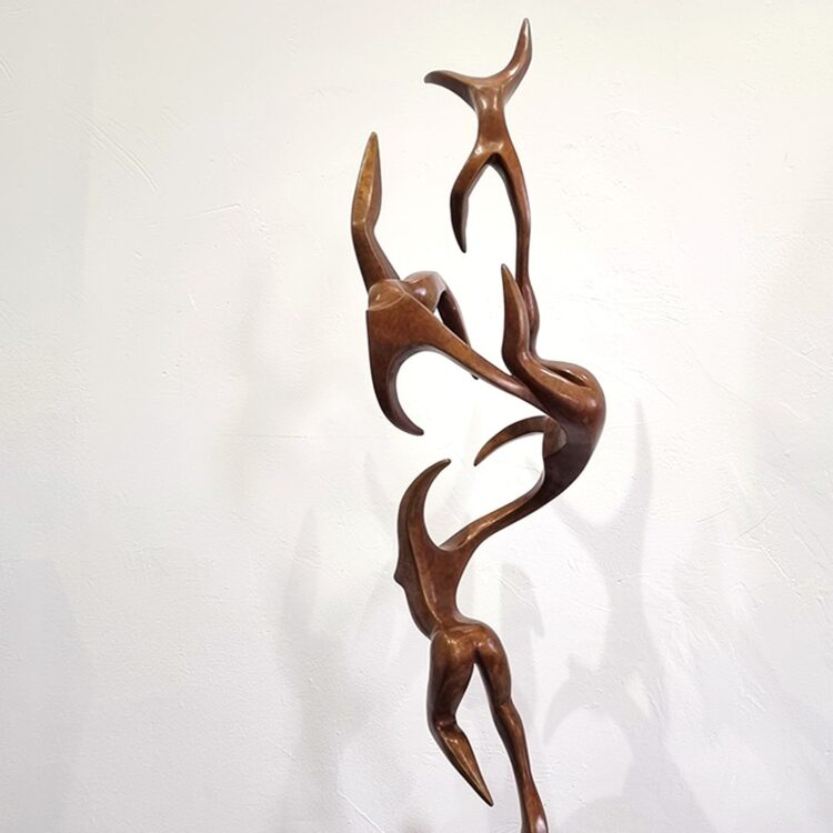 bronze tall totem sculpture indoor Australian Michael Vaynman