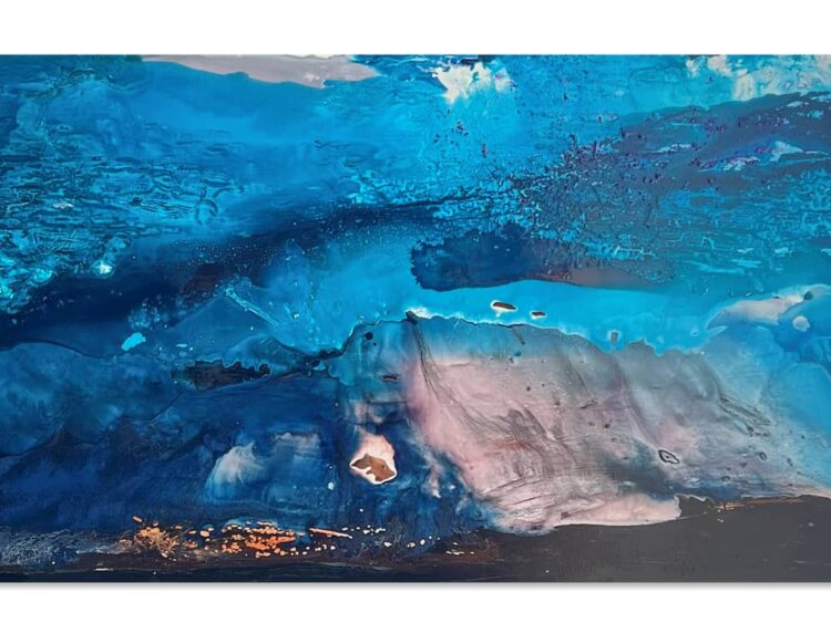 large abstract blue canvas art