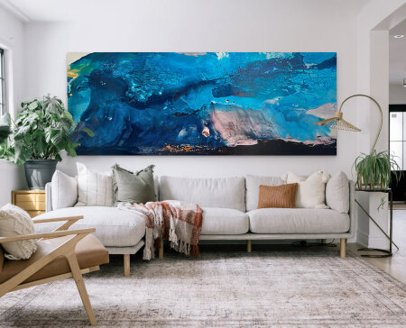 large abstract blue canvas art