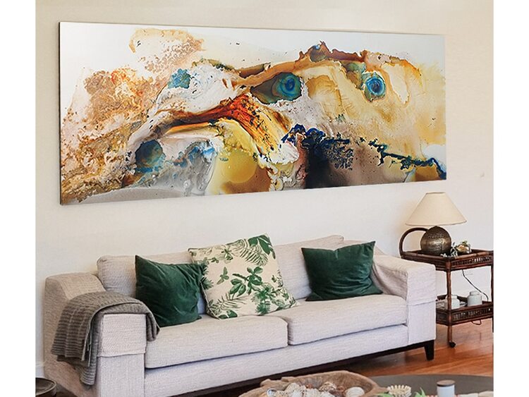 large neutral coloured abstract loungeroom artwork original paining