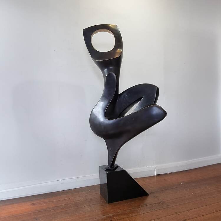 bronze figurative indoor sculpture in black