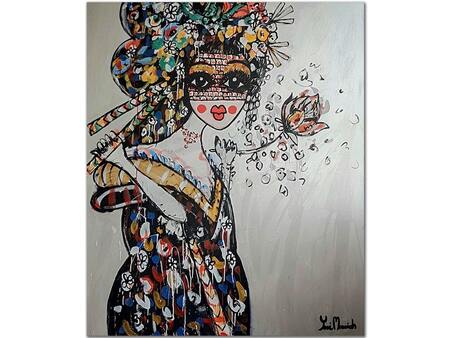 Shes the flower girl 153x183cm, Yosi Messiah Canvas art (original painting)