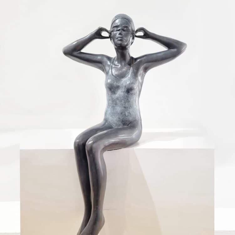 into the blue, bronze sculpture