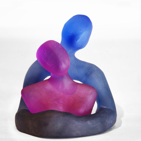 glass couple love sculpture